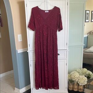 Elegant Burgundy Lace Dress